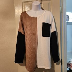 Colorblock Sweater with Pocket